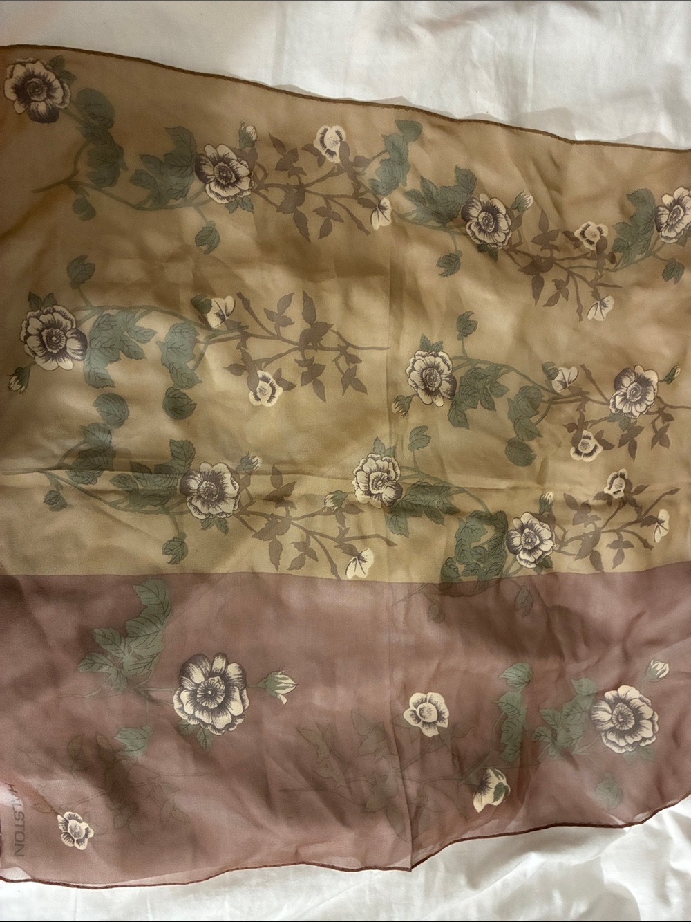 Vintage Halston Sheer Floral Square Scarf